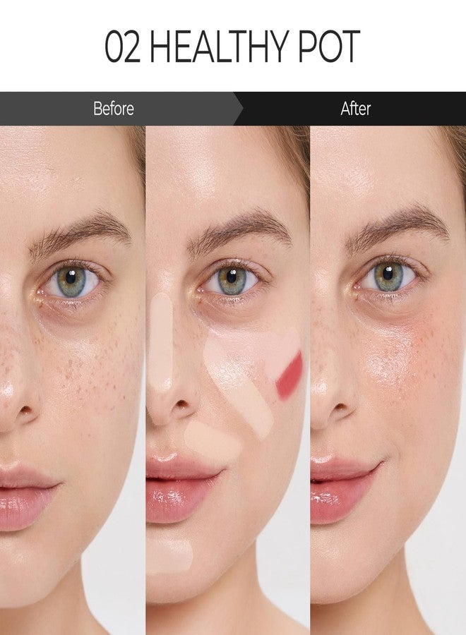 لاكا مصحح لون البشرة LAKA Skin4، 4.8 غ/0.16 أونصة، باليت لتصحيح اللون، كونسيلر مرطب يدوم طويلاً لإخفاء تغير اللون، نباتي، منتج تجميل كوري (#02 عبوة صحية) - Image 4